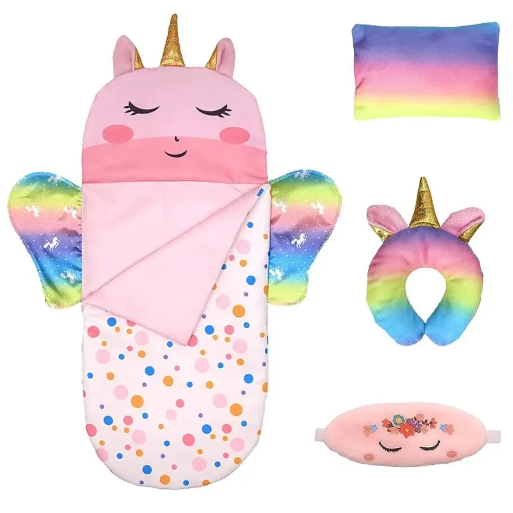 Rainbow Wing Doll Sleeping Bag With Eye Mask Set Suitable For Dolls Of Different Sizes, 10-18 Inch Doll Accessories, 43cm Newbor - Lootquake