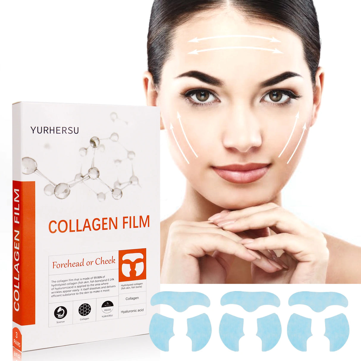 Mascarilla de colágeno soluble en agua, parche hidratante, mascarilla de colágeno soluble, producto para el cuidado de la piel: 3 unidades