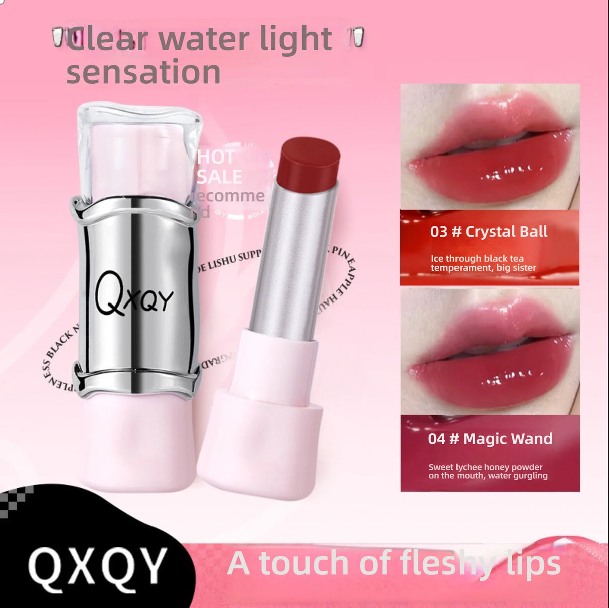 QXQY GLOSSY JELLY LIPSTICK - Brillant à lèvres effet miroir, hydratant et longue tenue, brillant à lèvres nude pour des lèvres pulpeuses et éclatantes (sans maquillage)