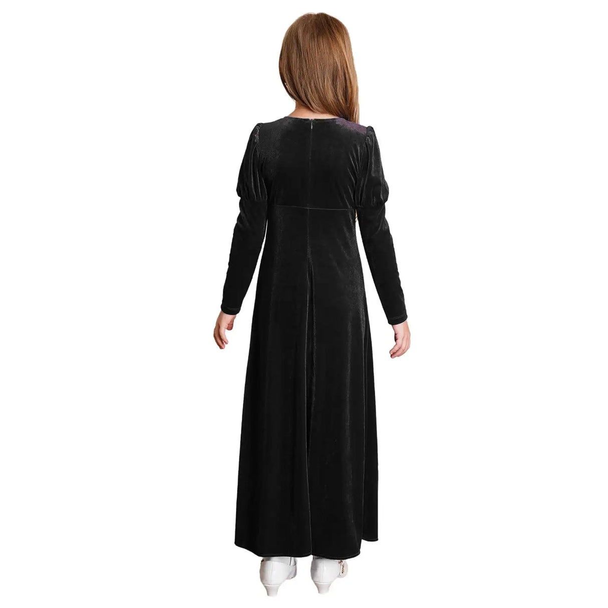 Girls Velvet Medieval Princess Dress Long Sleeve Renaissance Retro Robe Ancient Roman Long Dress for Halloween Carnival Party - Lootquake