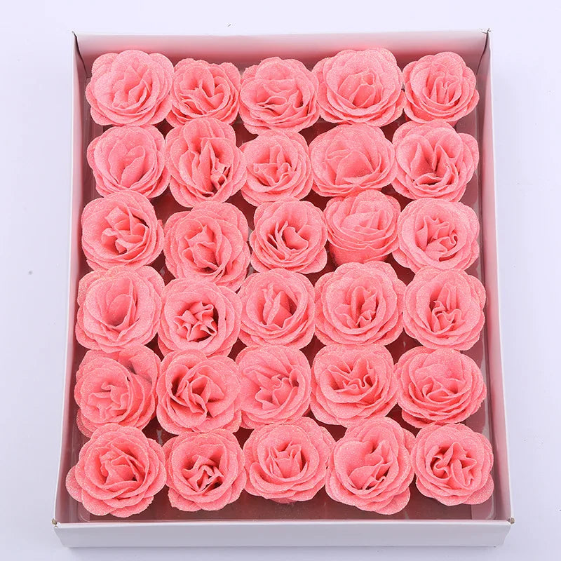30pcs of 7cm Glitter spray artificial flower rose for Christmas gift hot Valentine DIY bouquet easter wedding Birthday decor - Lootquake