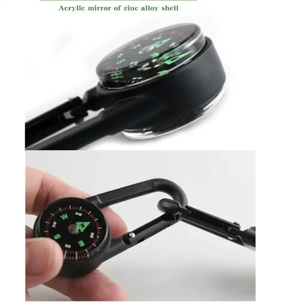 Mini Compass Thermometer Carabiner Compass Thermometer Carabiner 3 in 1 Outdoor Hiking Key Buckle Double Sided Metal Compasses - Lootquake