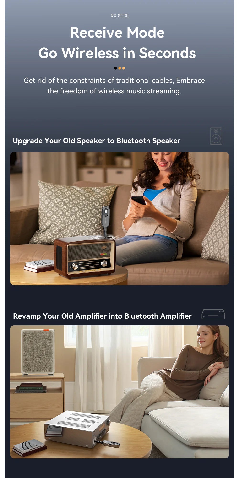 Receptor y transmisor de audio Essager Bluetooth 5.1 de 3,5 mm con entrada auxiliar de 3,5 mm y micrófono, adaptador inalámbrico para música estéreo, PC, TV y altavoces de coche.