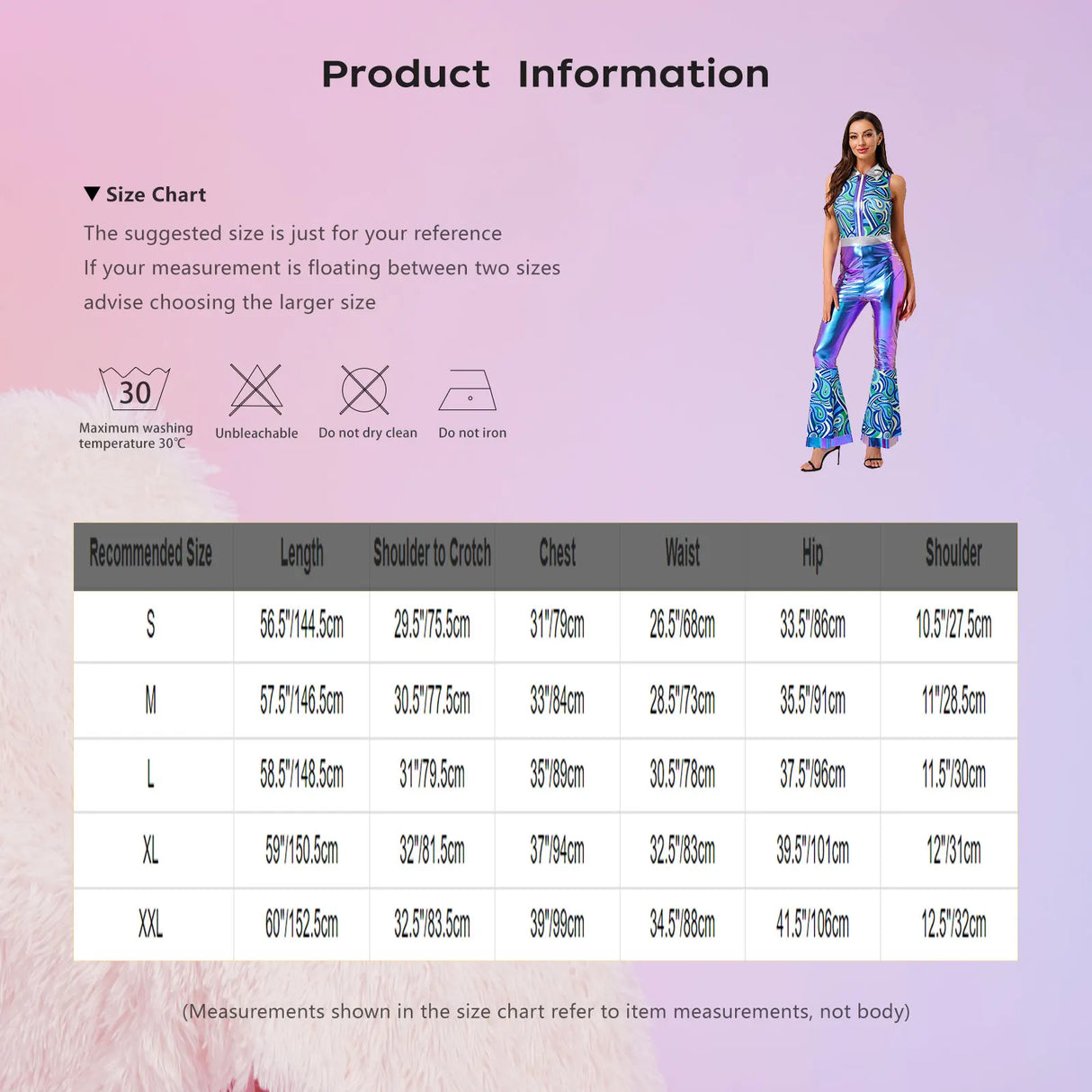 Womens Halloween Retro Hippie Cosplay Costume Party Hip-hop Dance Costume Metallic Shiny Vintage Carnival Bodysuit Jumpsuit