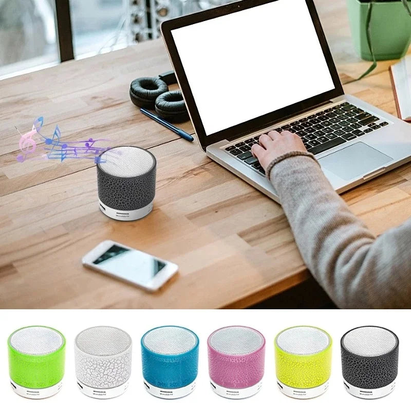 Mini altavoz Bluetooth inalámbrico con LED, tarjeta TF, subwoofer USB, sonido MP3 portátil, altavoz inalámbrico para teléfono inteligente