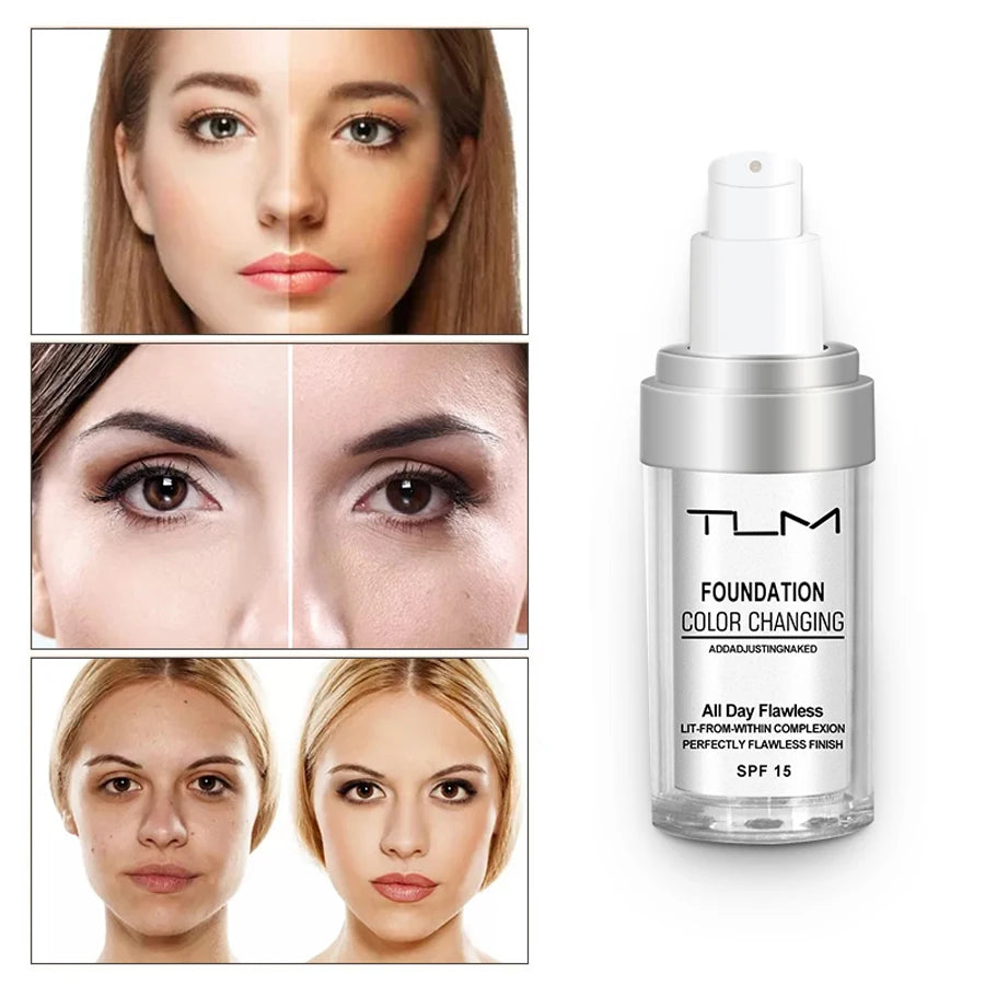 TLM TUM Base de maquillaje líquida profesional, cobertura total, corrector facial, resistente al agua, ilumina, cubre ojeras, 30 ml