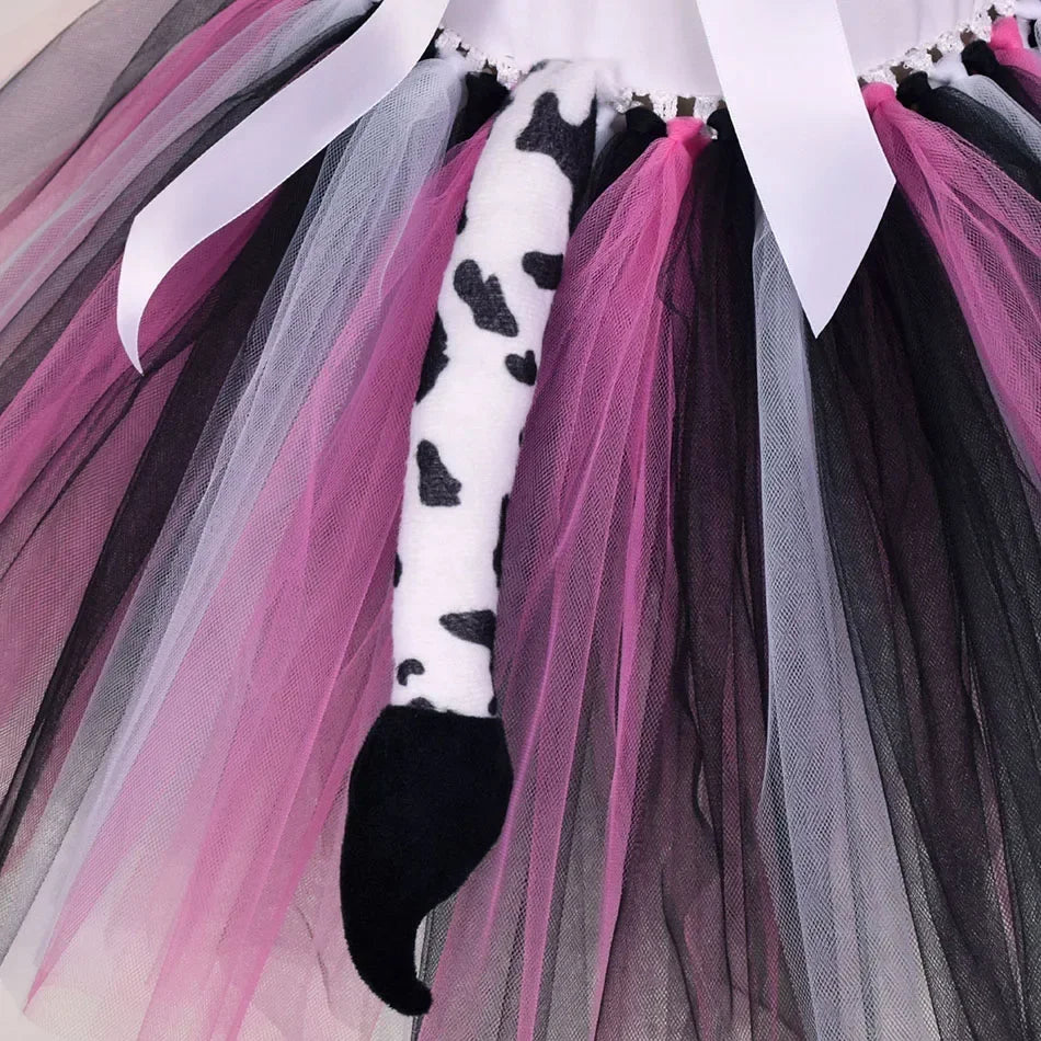 Halloween Animal Cosplay Costume for Children Forest Theme Cows Tiger Giraffe Leopard Zebra Tutu Dresses Performance Dance Sets