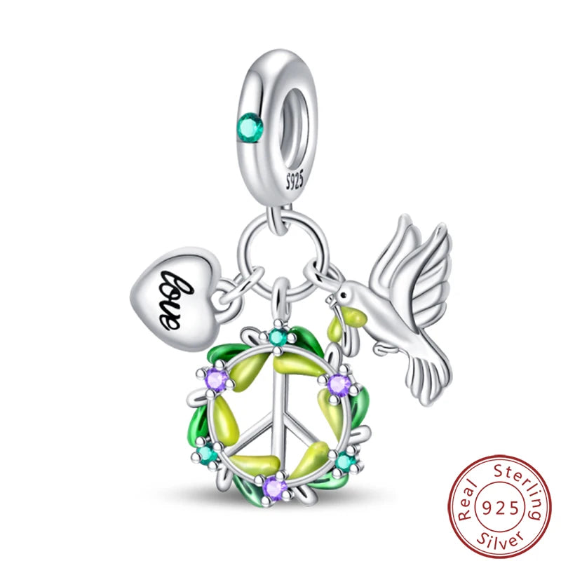 Ensemble de trois breloques en argent sterling S925, perles de 3 mm, motif princesse, golf, hamster, appareil photo, voyage, fabrication de bijoux fins