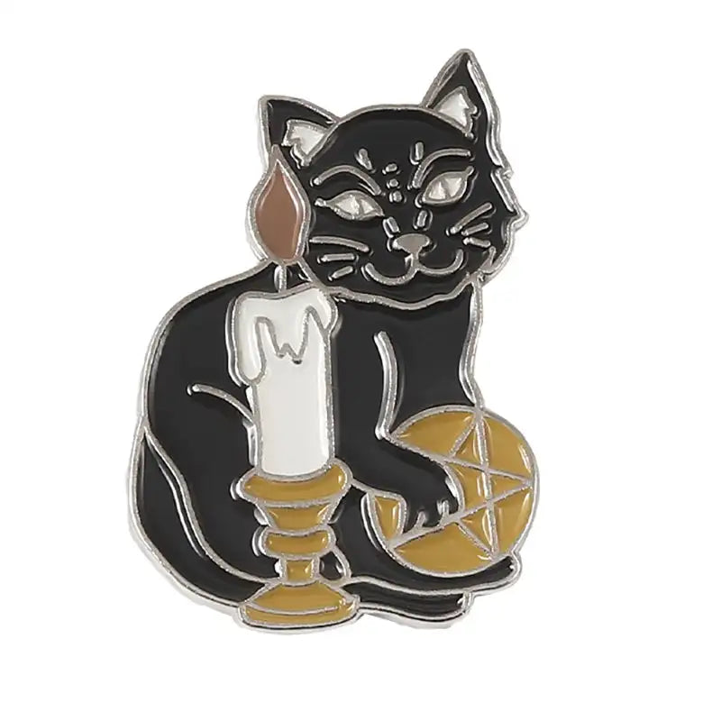 Punk Style Brooch Skull Rose Heart Brooch Halloween Cat Head Compass Wizard Hat Black Cat Alloy Brooches Enamel Badge Lapel Pins