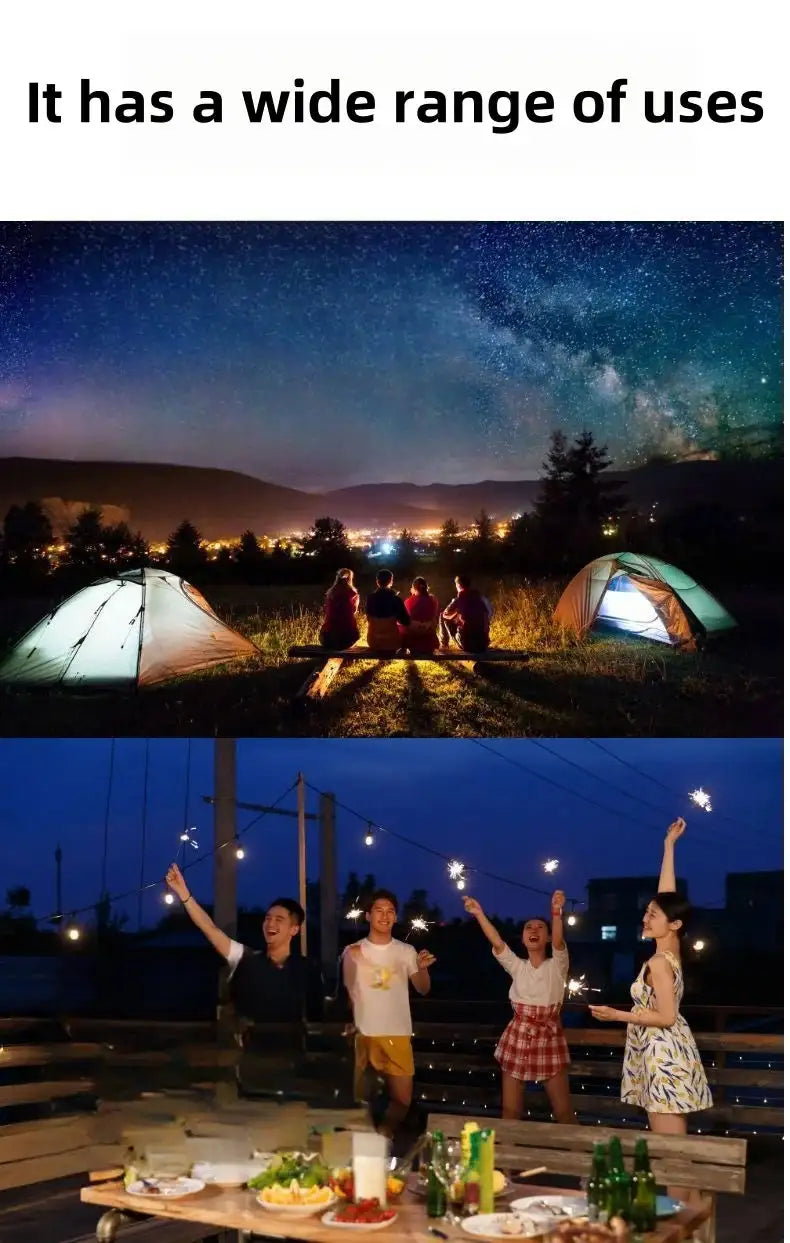 2pcs Rechargeable LED Indoor Outdoor Emergency Hookup Portable Lights with Battery Flashing Lights Barbecue Tent Camping Lights - Lootquake