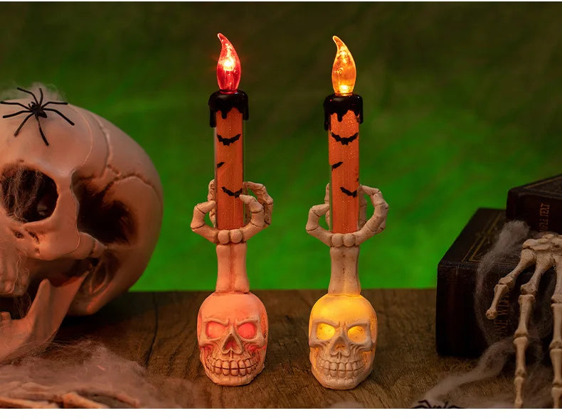 Lampe tête de mort pour Halloween, décoration créative pour fête effrayante, lanterne à bougie unique en forme de tête de mort, décoration d'Halloween, éclairage effrayant