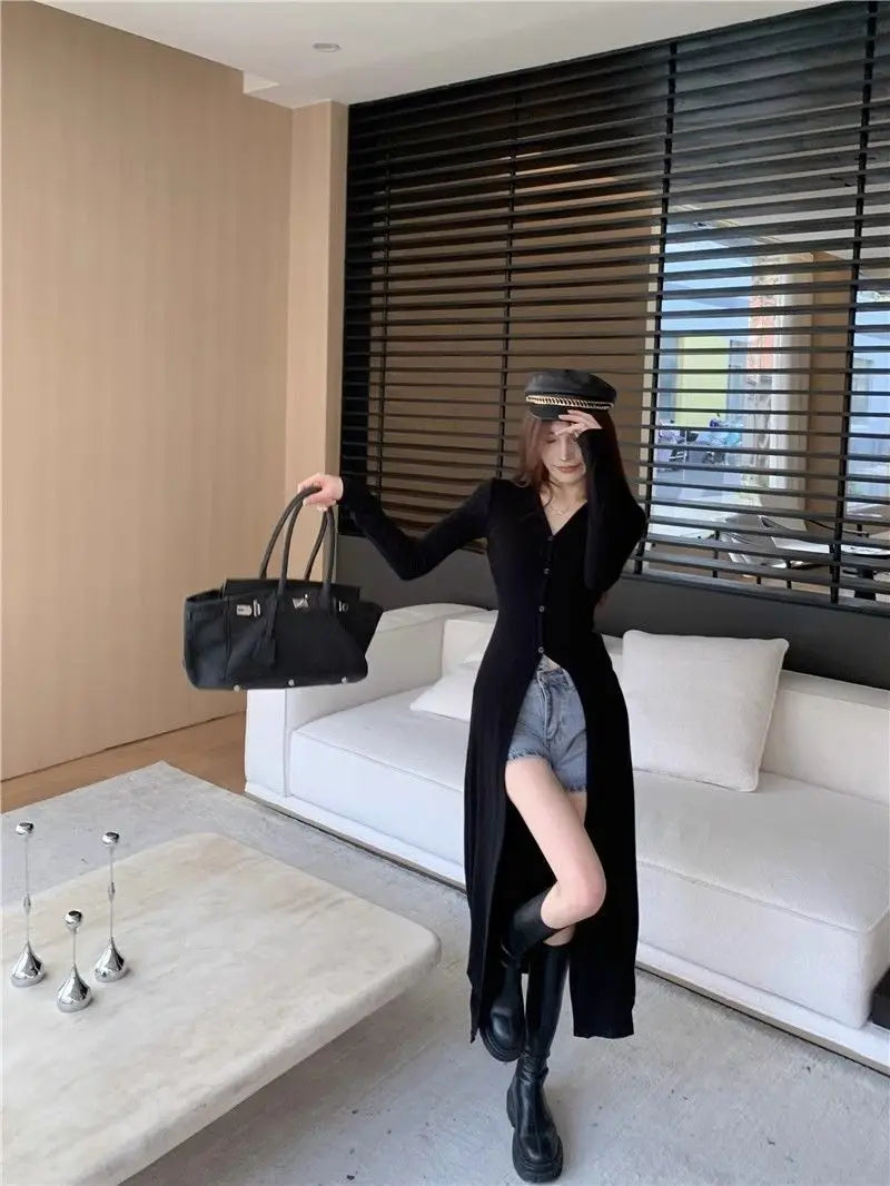 Street Casual Black Slim Long T Shirts Spring Autumn New Long Sleeve Solid Simplicity Fashion Tops Trend Vintage Women Clothing - Lootquake