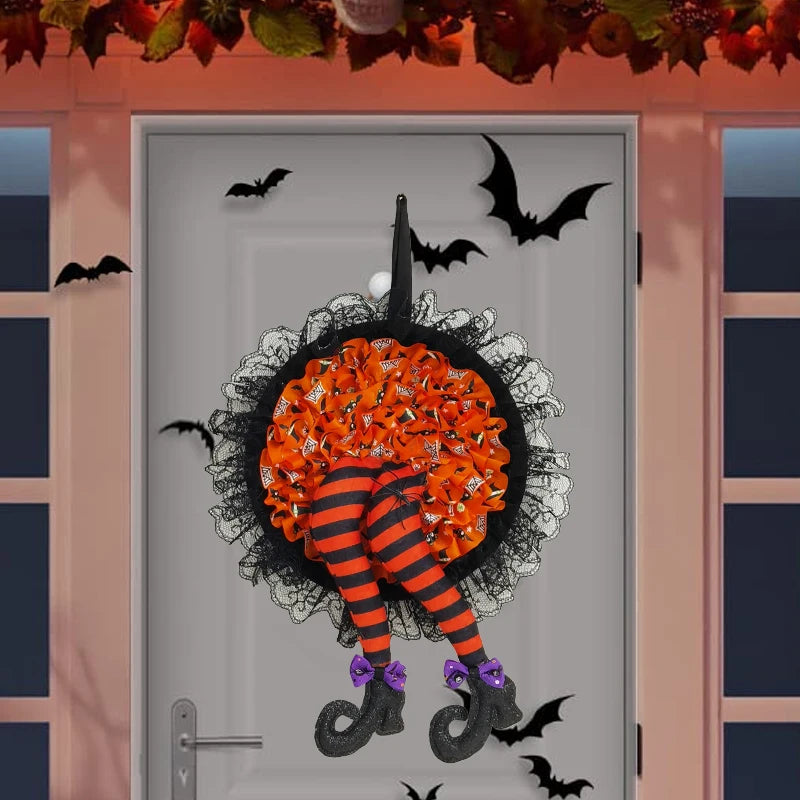 Halloween Witch Legs Door Wreath