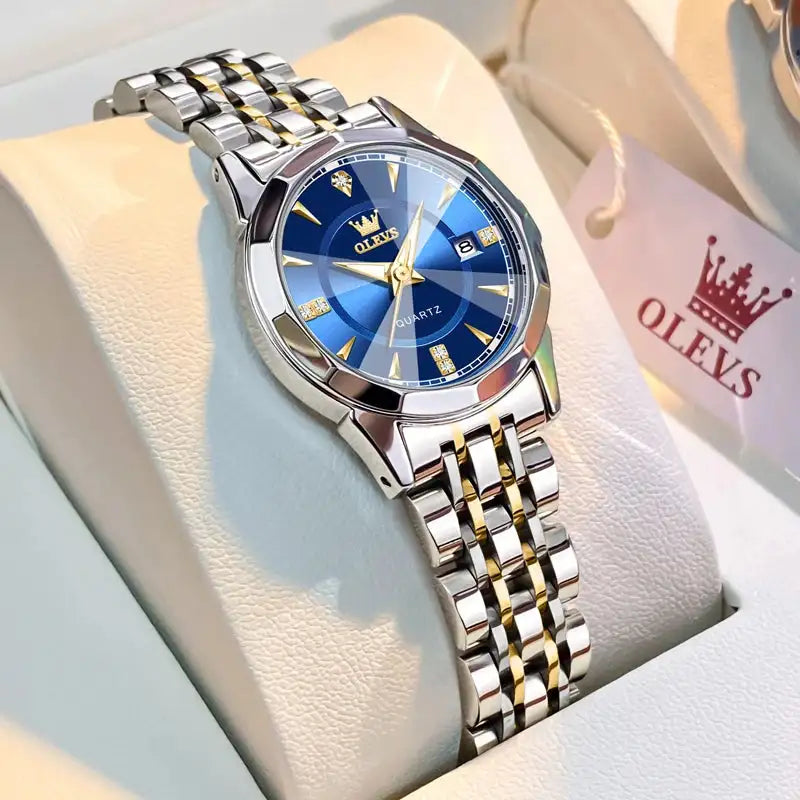 OLEVS Original Brand Elegant Women's Watches Waterproof Luminous Quartz Watch for Lady Necklace Bracelet Gift Box Set Calendar - Lootquake
