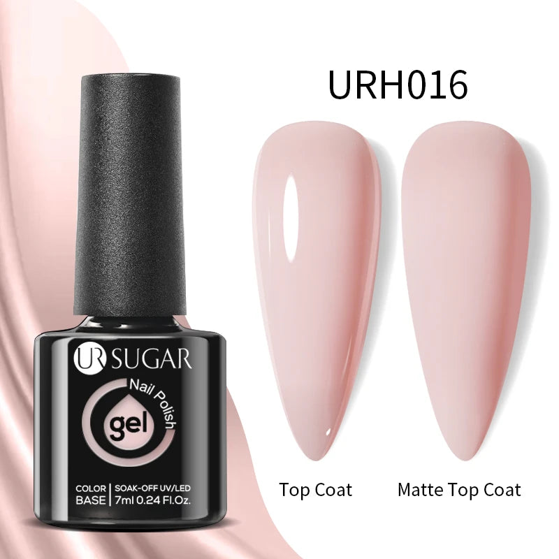 UR SUGAR Esmalte de uñas en gel con base de goma, color azul, dorado, con brillo, capa superior, esmalte de uñas en gel UV LED, para manicura