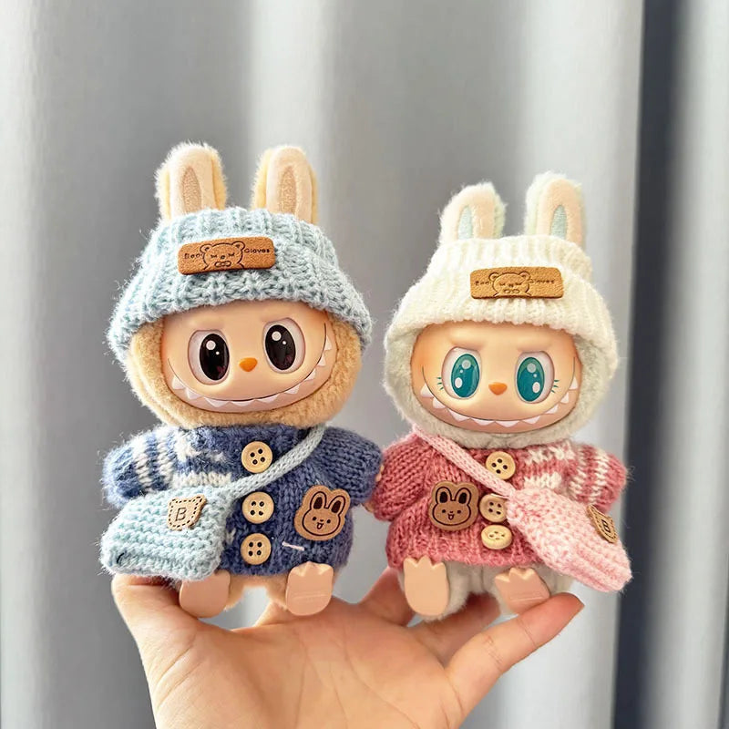 Labubu I II Sitting Party Clothing Idol Dolls Cute Mini Plush Doll'S Clothes Easter Colorful Bunny Sweater Labubu Accessories