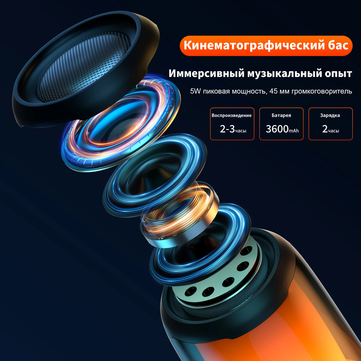 Altavoz Bluetooth QERE con audio de alta resolución de 5 W, altavoz portátil inalámbrico de alta fidelidad IPX5 resistente al agua, para exteriores, múltiples modos de conexión,