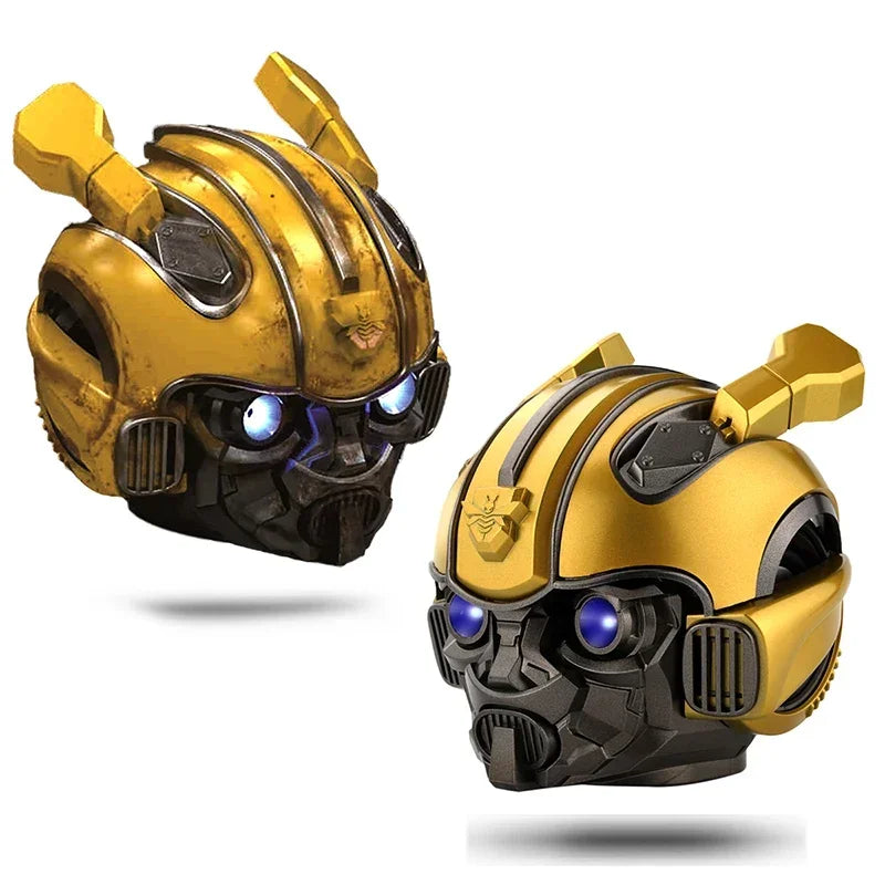 Altavoces Bluetooth Transformers originales Bumblebee Head, altavoces Bluetooth duales, LED, bajos potentes, compatible con TF y radio FM.