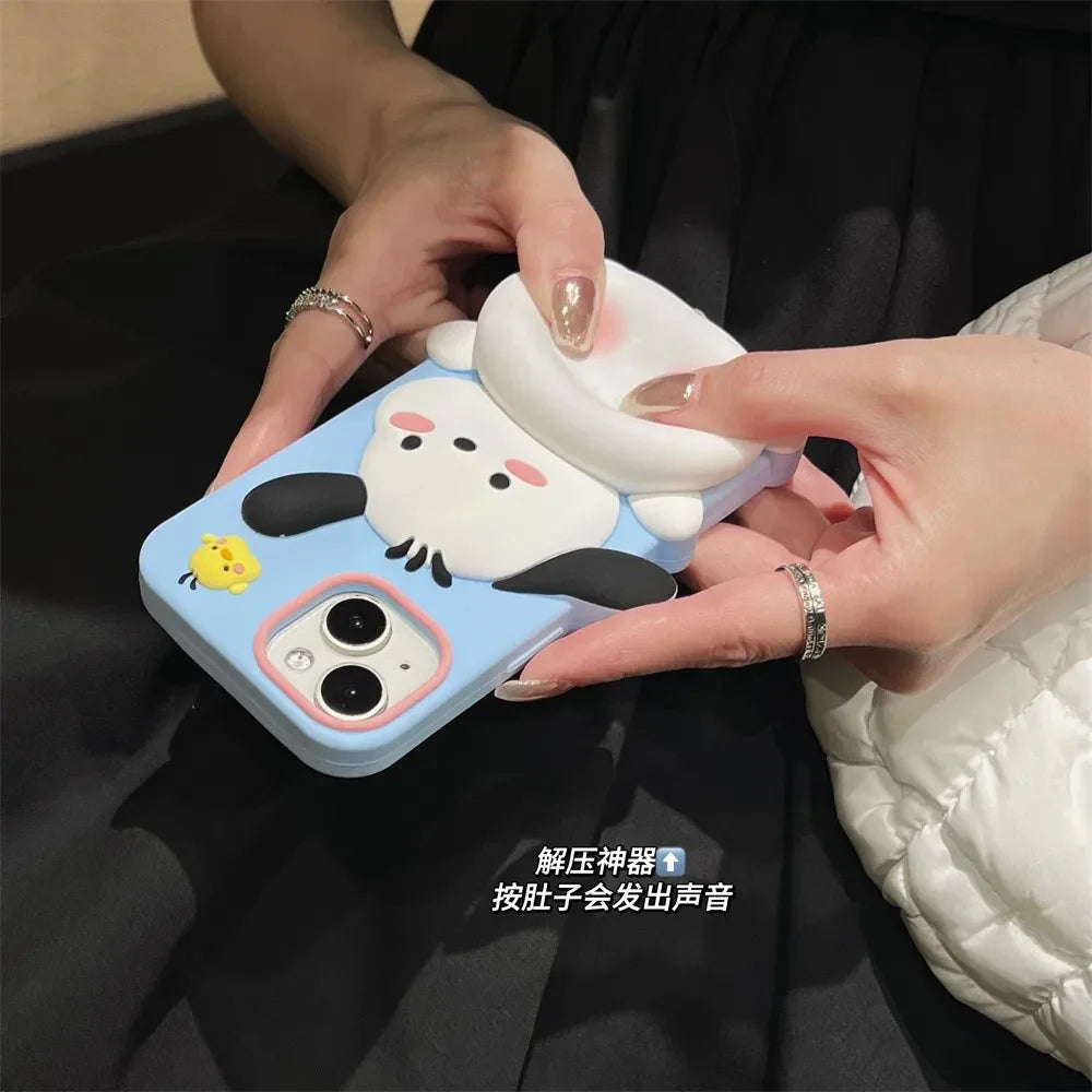 Funda para teléfono con trasero de perro Pochacco de dibujos animados
