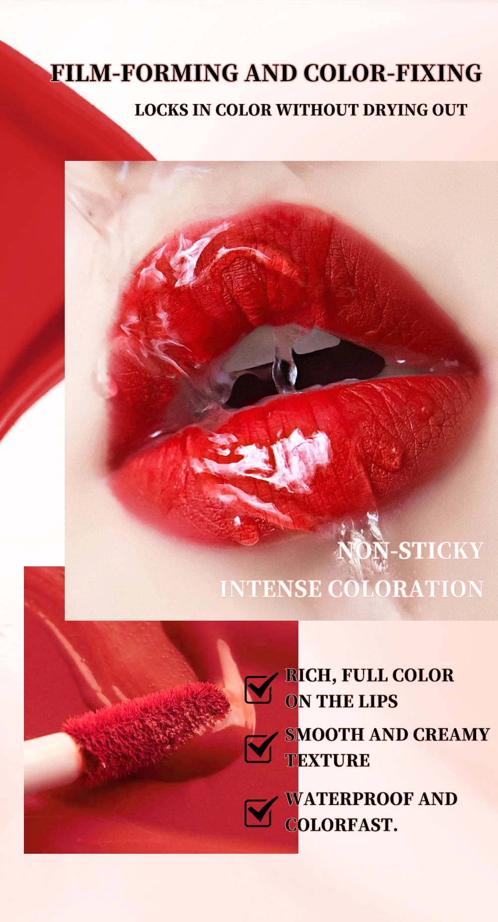 QIBEST 10 Couleurs Nude Mat Rouge à Lèvres Liquide Brillant à Lèvres Soyeux Imperméable Coupe Antiadhésive Teinte à Lèvres Rouge Violet Longue Durée Maquillage Durable