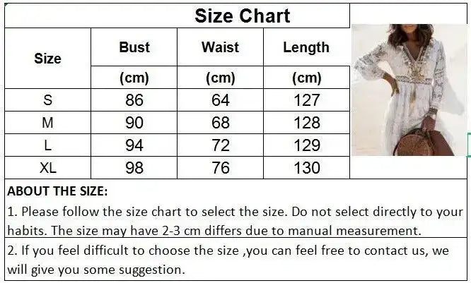Boho Long Dress Women Summer Lace V Neck Flare Sleeve Sexy Maxi Dress Lady Holiday Party Beach Wedding Dresses Vestidos De Mujer - Lootquake