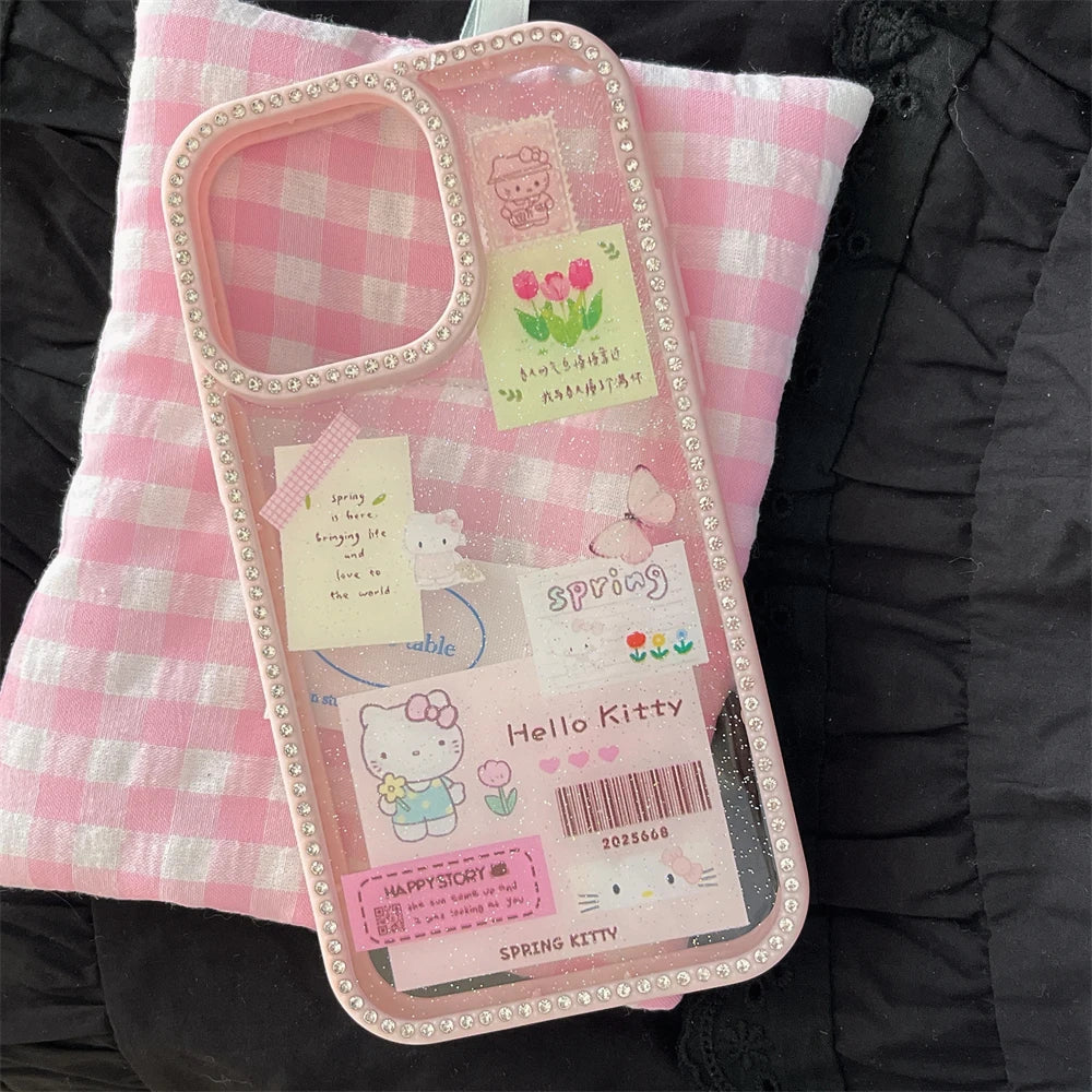 Funda para teléfono con etiqueta de código de barras de tendencia actual, linda funda para teléfono de Hello Kitty para la vida diaria.