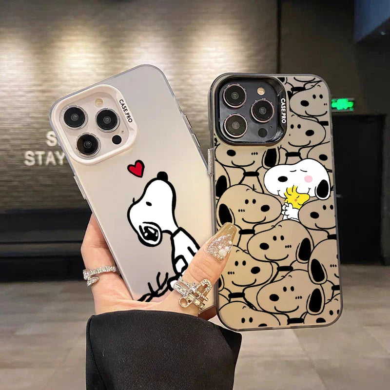 Preciosa funda de dibujos animados de Snoopy para iPhone