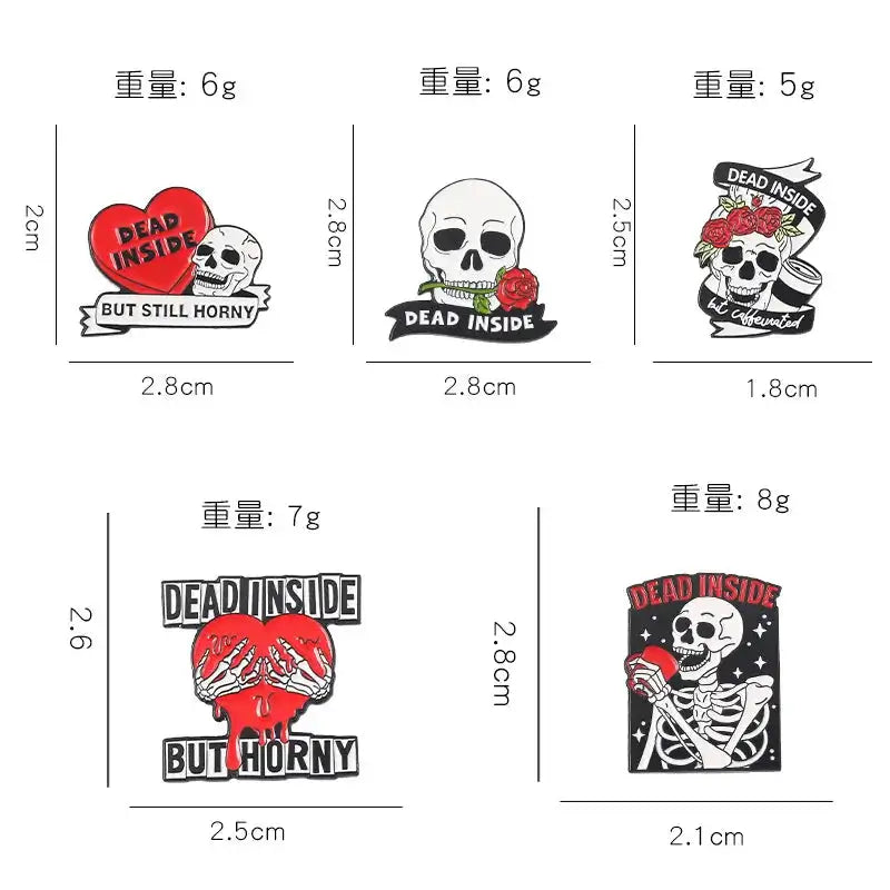 Punk Style Brooch Skull Rose Heart Brooch Halloween Cat Head Compass Wizard Hat Black Cat Alloy Brooches Enamel Badge Lapel Pins - Lootquake