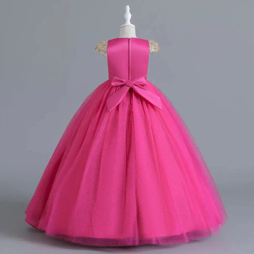 Nuevo vestido largo de princesa para fiesta de Navidad, vestido infantil de gasa con encaje para fiesta de cumpleaños, cena, baile, vestido grande con mariposas
