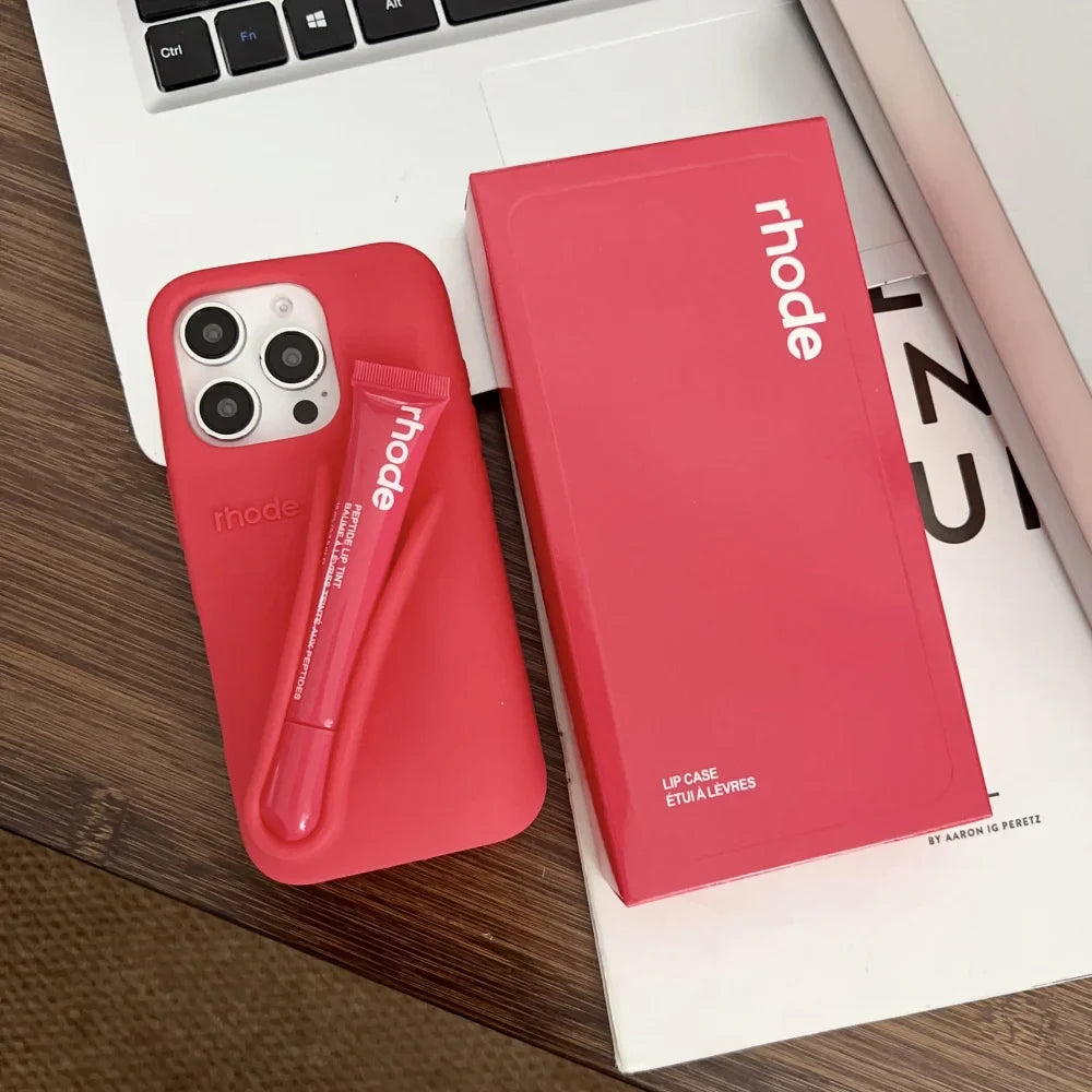 Funda para teléfono Rhode con diseño de labios, funda de silicona suave con caja