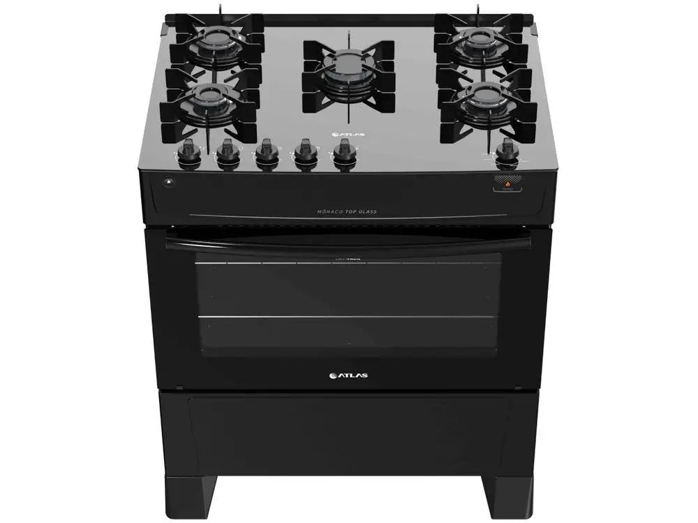 Table de cuisson 5 trous Atlas en verre noir avec plateau Monaco en verre - Bivolt