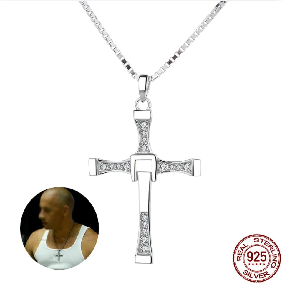 Fast And Furious Movie Dominic Toretto Cross Necklace Pendant 925 Sterling Silver Jewelry For Women Men Couple Lovers Xmas Gifts - Lootquake