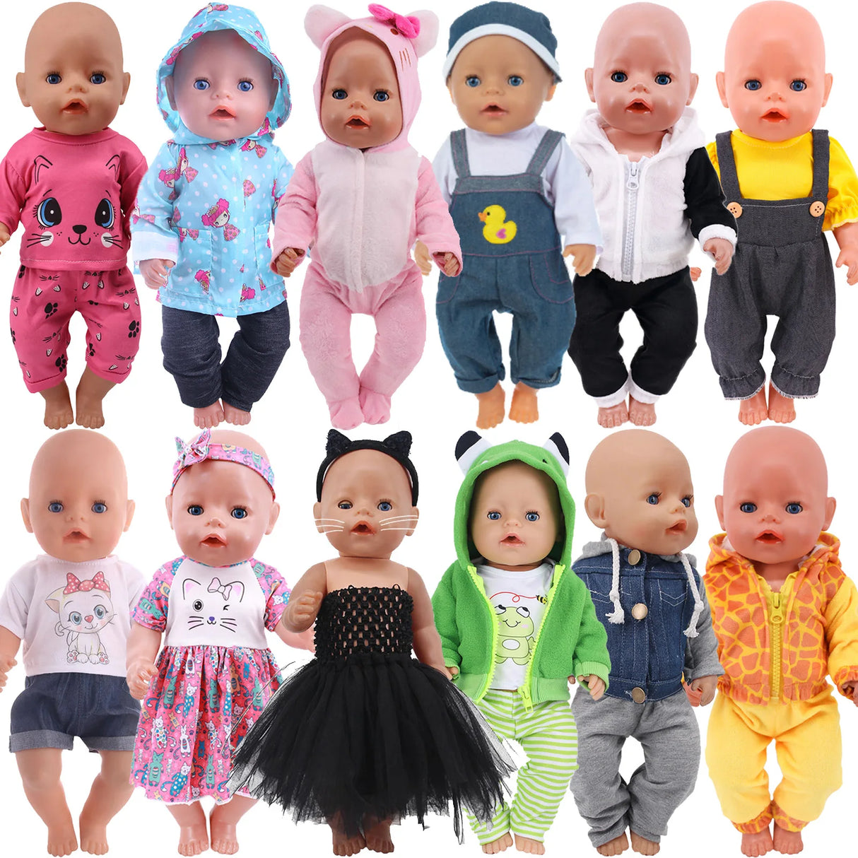 Doll Baby Clothes Kittys Kitten Cat Cartoon Dress Shoes Fit 18 Inch American&43cm Reborn New Born Baby Doll OG Girl`s Toy Doll - Lootquake