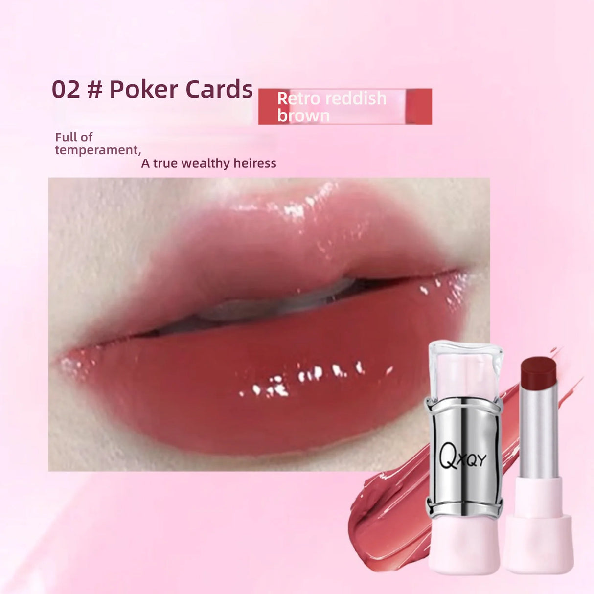 QXQY GLOSSY JELLY LIPSTICK - Brillant à lèvres effet miroir, hydratant et longue tenue, brillant à lèvres nude pour des lèvres pulpeuses et éclatantes (sans maquillage)
