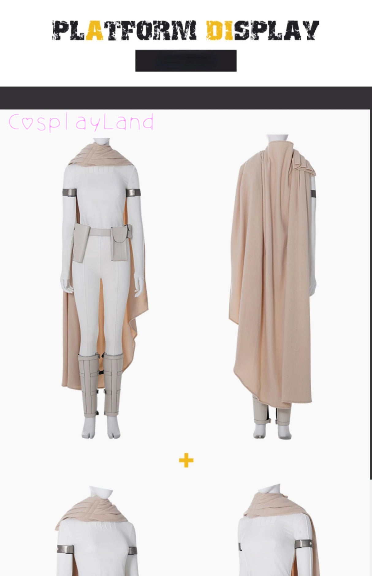 Halloween Costume Star Queen Amidala Cosplay Outfit White Women Suit With Top Pants Cloak Belt Props Shoe Covers Custom Made