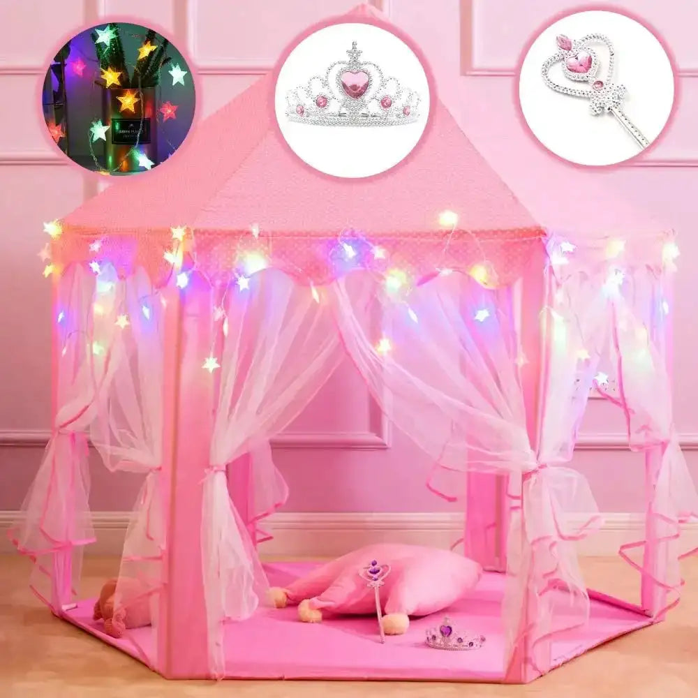Portable Kids Toy Tipi Tent Princess Pink Girl Castle Play House Children Small House Folding Playtent Party Castle Child Room - Lootquake