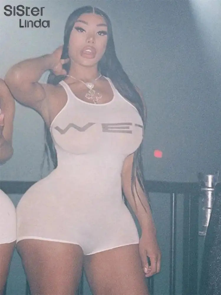 Authentic Casual Women's Jumpsuit Shorts Popular In Summer 2024 Suspender Low Cut And Backless Sleeveless Top Paired With Shorts - Lootquake