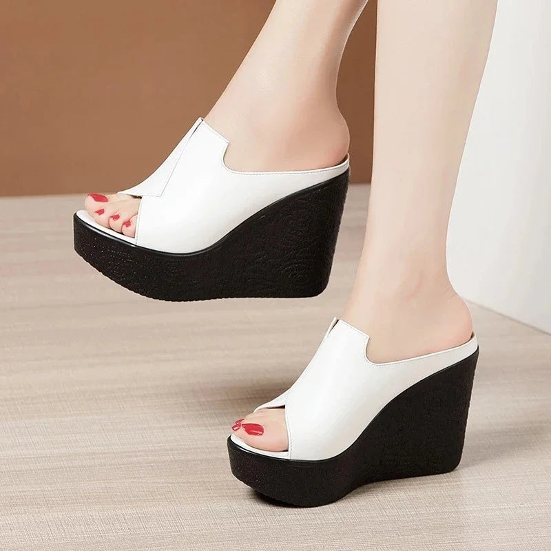 YAERNI High Heel 11cm Wedges Heel Fashion Sandals For Women's Summer New Platform Large Size Open Toe Ladies Shoes - Lootquake
