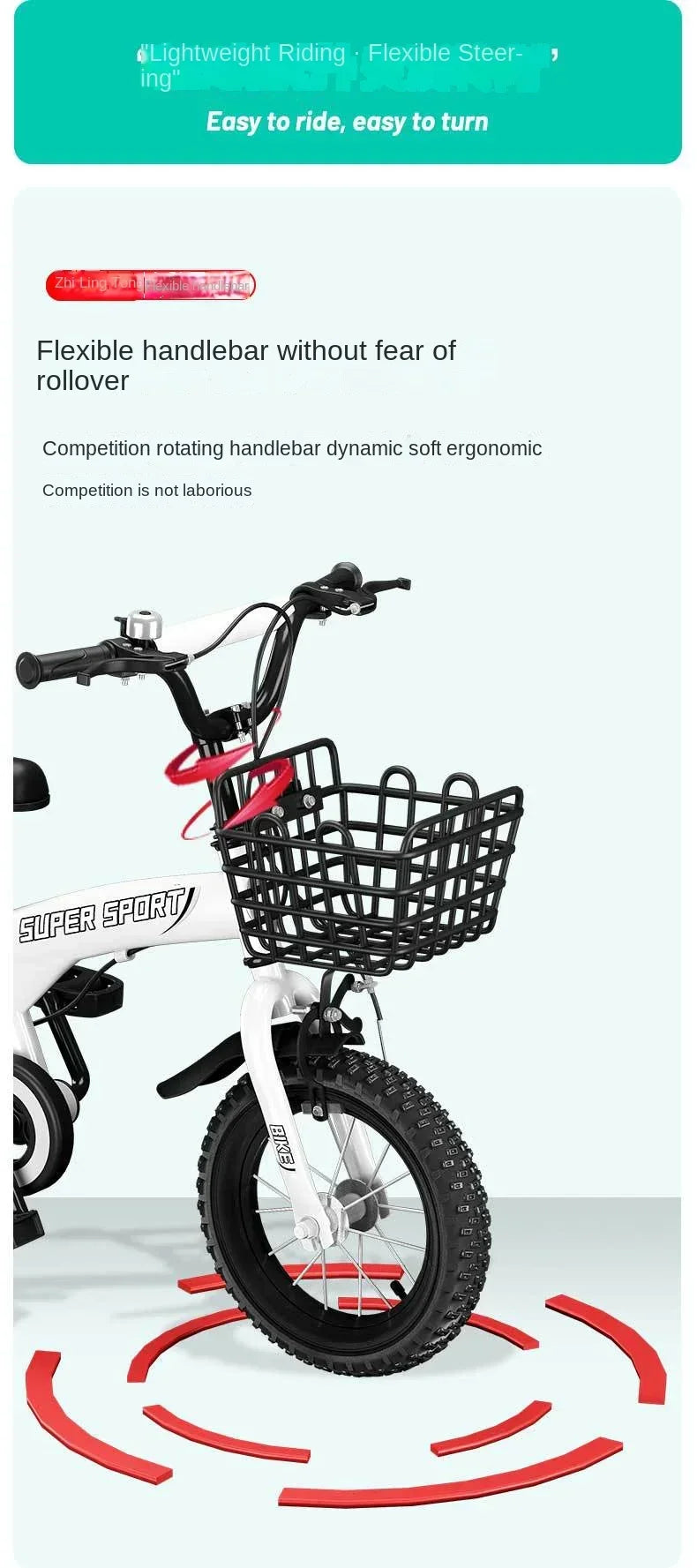 Children's Bicycles for Boys Aged 3-10 Years Old Children Girls Children's Bicycles with Flashing Auxiliary Wheels