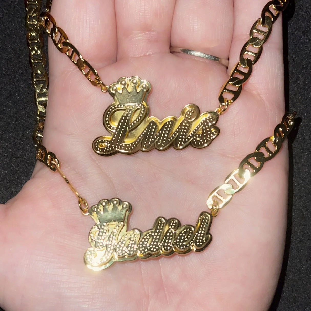 DHQH Customized 3D Name Necklace with Crown Personalized Double Layer Pendant Flat Chain Women's Stainless Steel Jewelry Gift - Lootquake