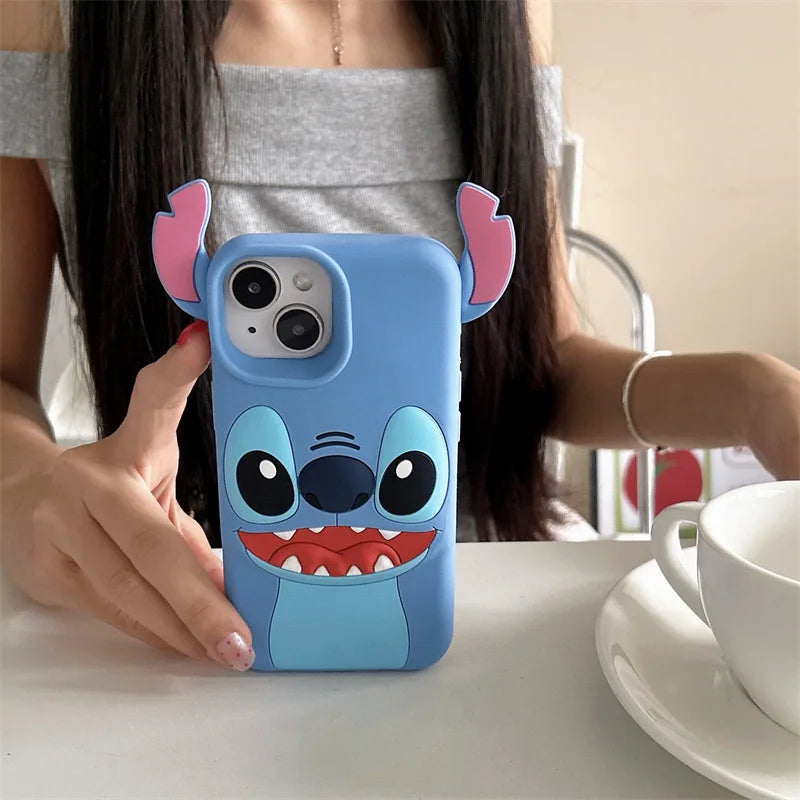 Funda de silicona suave con diseño de puntada en 3D kawaii para iPhone