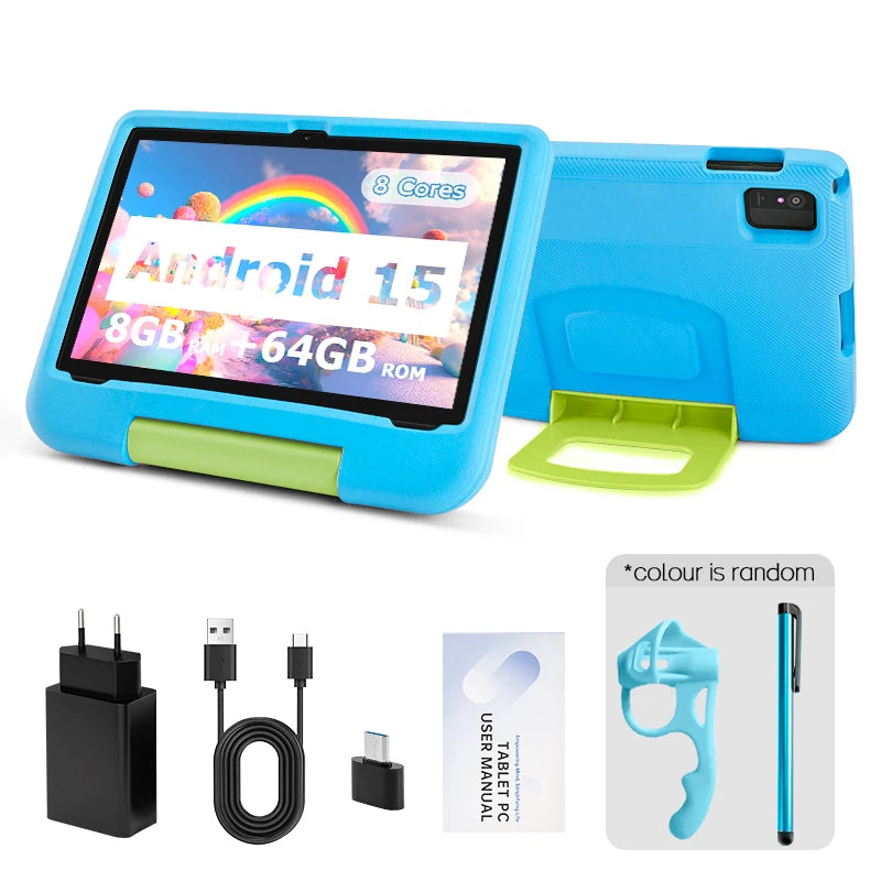 Tablette PC ANRY 10,1 pouces Android 15, 8 Go (4 + 4 extensibles), RAM 64 Go, écran HD, double caméra IPS, 5G, Wi-Fi, 6 tablettes, cadeau pour enfants