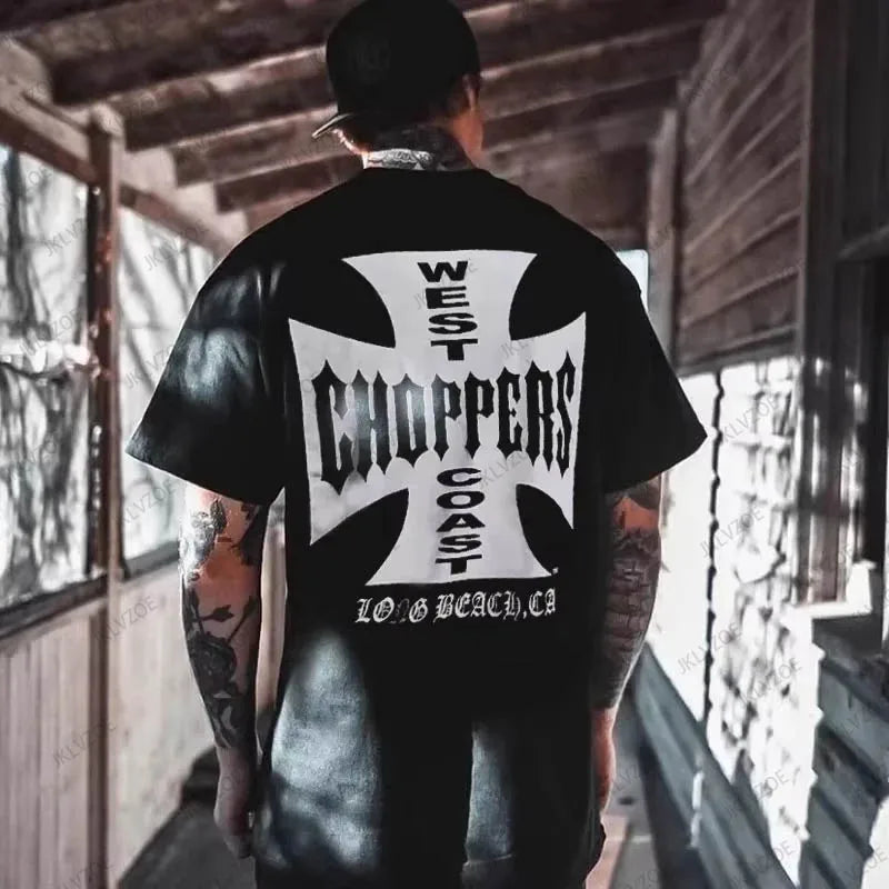 West Coast Choppers Cross Frame Print Women Tshirt Hip Hop Streetwear T-shirts Fashion Tees Short Sleeve Oversized Unisex Tops - Lootquake