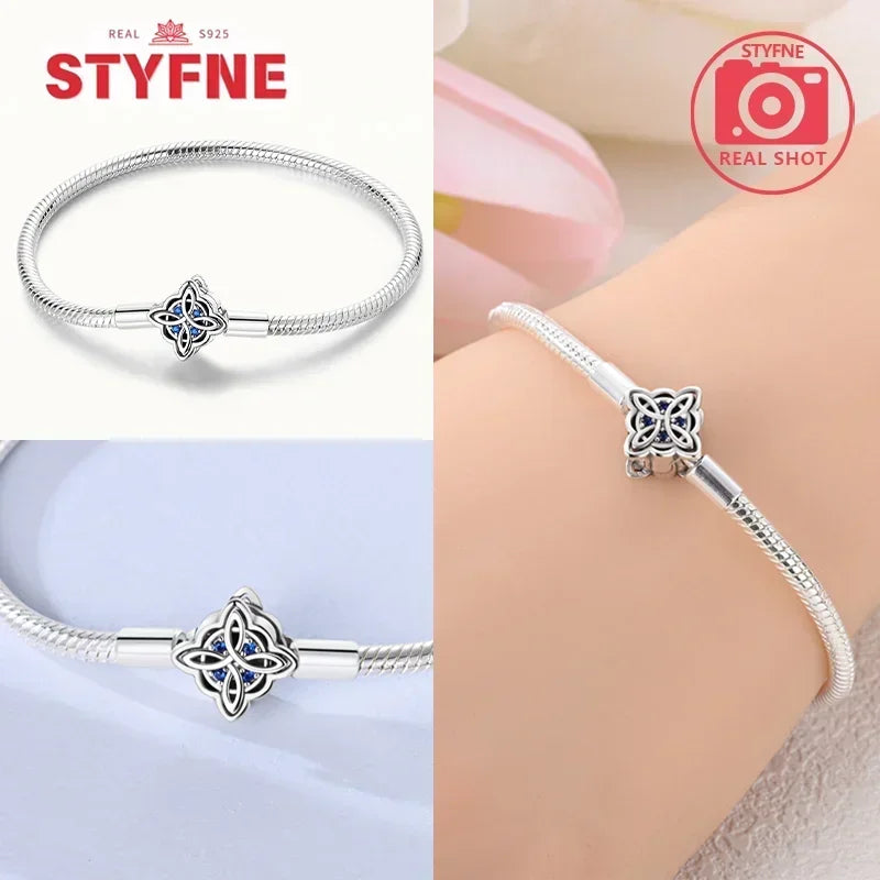 New 925 Silver Celtic Knot Snake Bone Lucky Eye Bracelet Fit Original Charming Bracelet Diy Fine Jewelry Gifts for Women - Lootquake