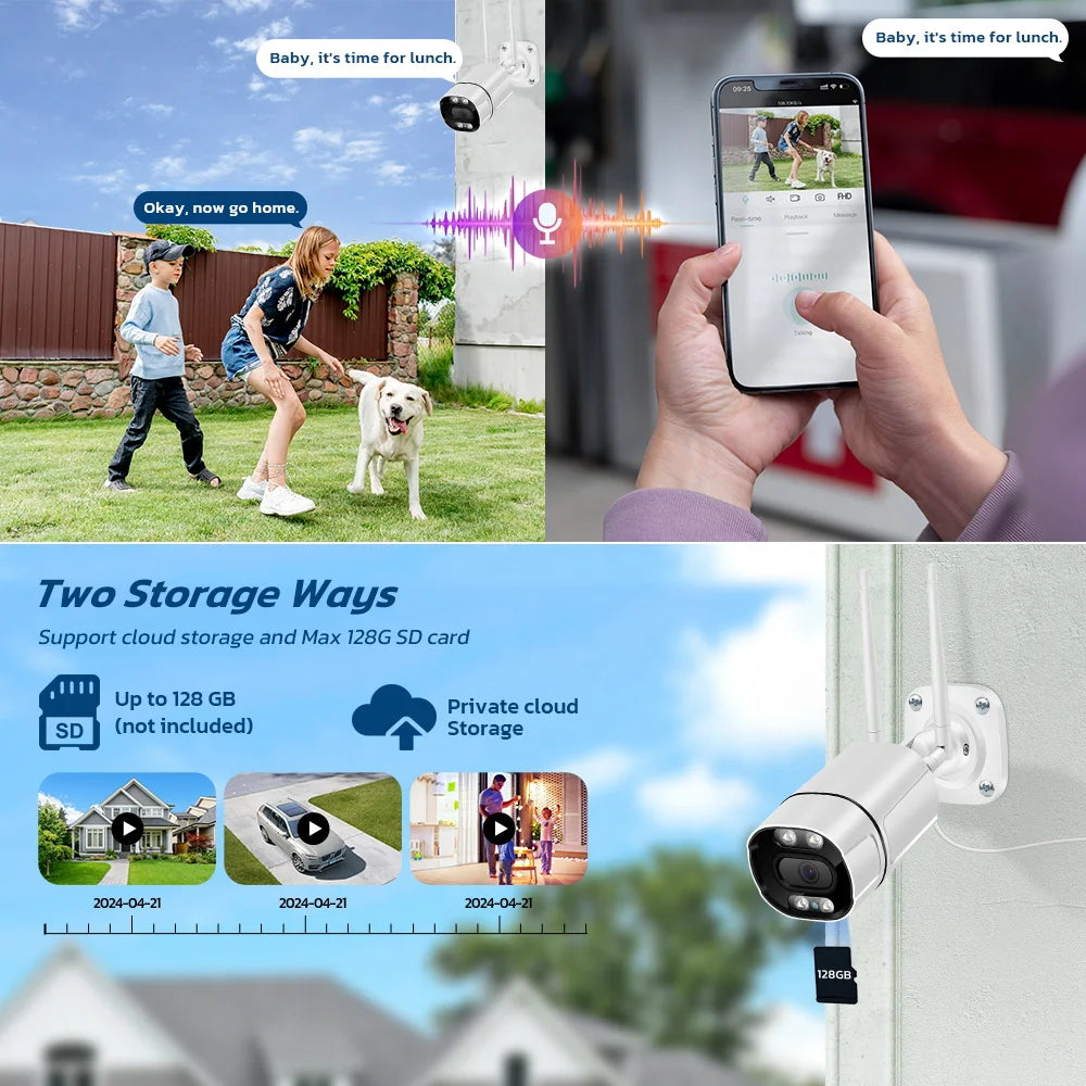 Caméra IP WiFi étanche Onvif sans fil, caméra de sécurité Bullet H.265, détection humaine, vision nocturne, surveillance extérieure CCTV Xmeye