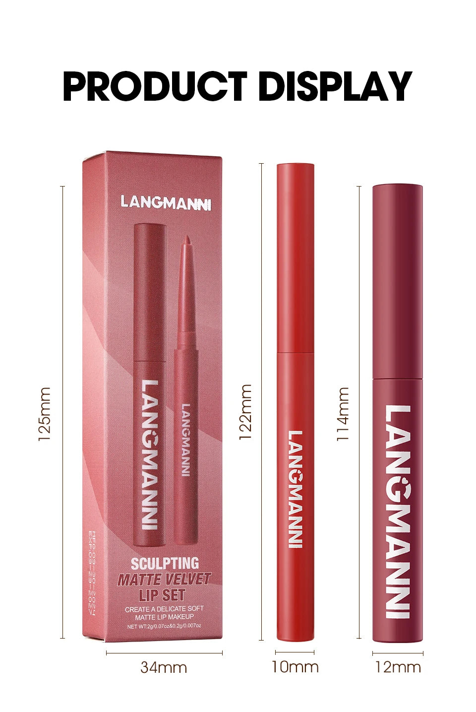 Ensemble de rouge à lèvres et crayon à lèvres imperméable intégré, sans bavure, sans décoloration, sans tasse, durable, facile à créer un maquillage parfait !