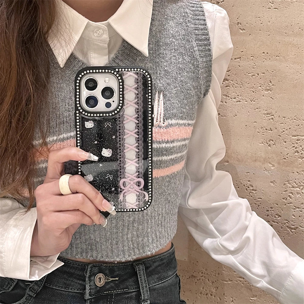 Funda para teléfono con estampado de encaje negro