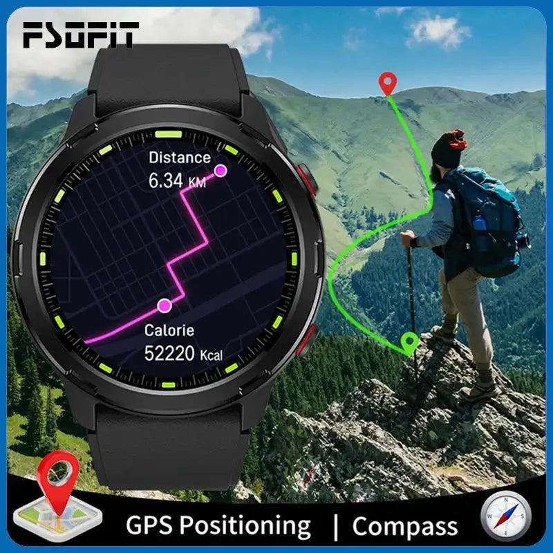 Outdoor Compass GPS Positioning Smartwatch Sports Health Fitness Detection IP68 Waterproof Multi-sport Music Control Smart Watch - Lootquake