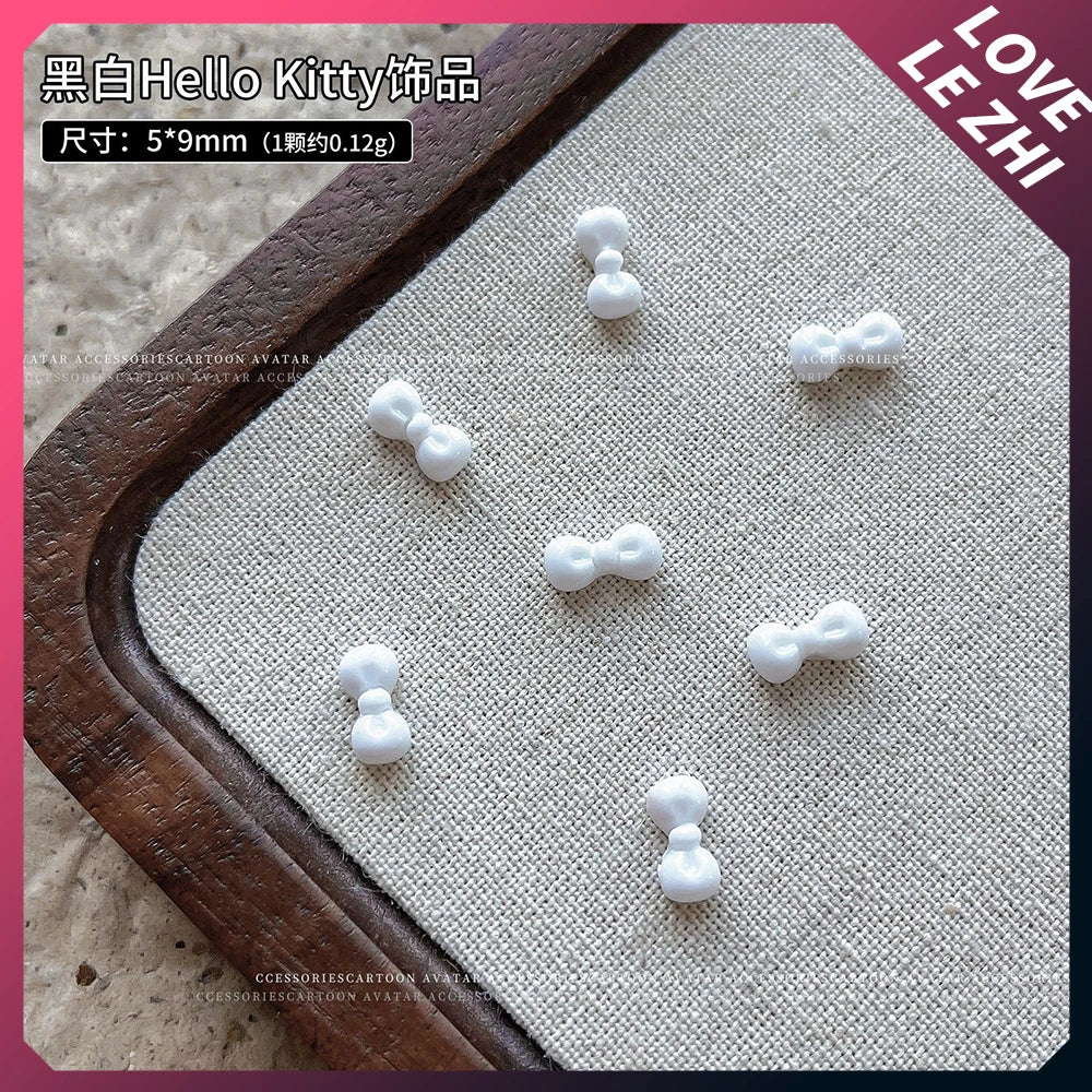 20Pcs Sanrioed Summer Beach Hello Kittys Nail Accessories Cartoon Black Skin Resin Charms Diy Girl Gift Nail Decoration - Lootquake