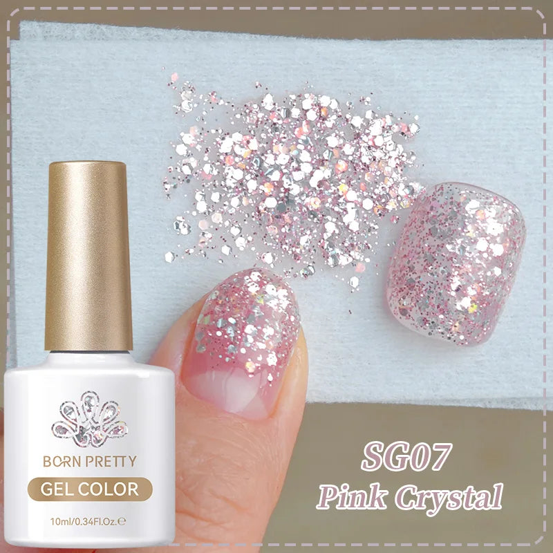 BORN PRETTY 10ml Reflective Glitter Gel Nail Polish Carat Mirage Sparkling Color Shine UV LED Soak Off Semi-Permanant Varnish